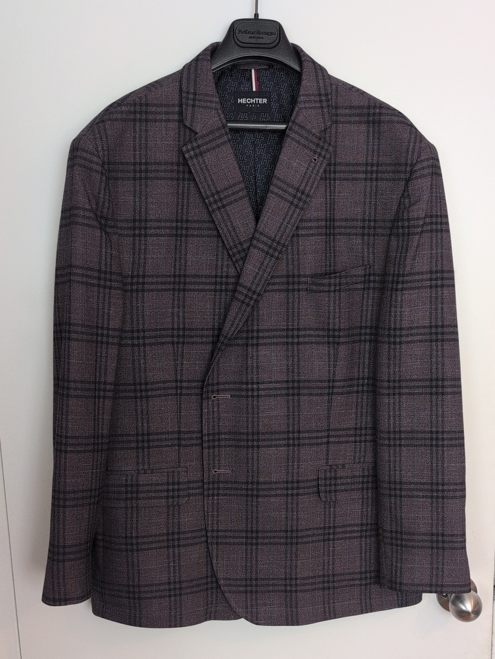 Men's Plum-Gray Windowpane Sport Coat - 50R